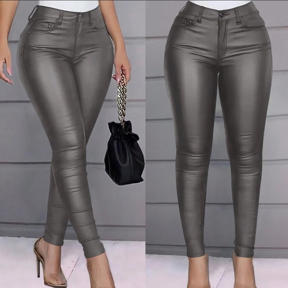 Sexy thermal sherpa lined vegan leather pants